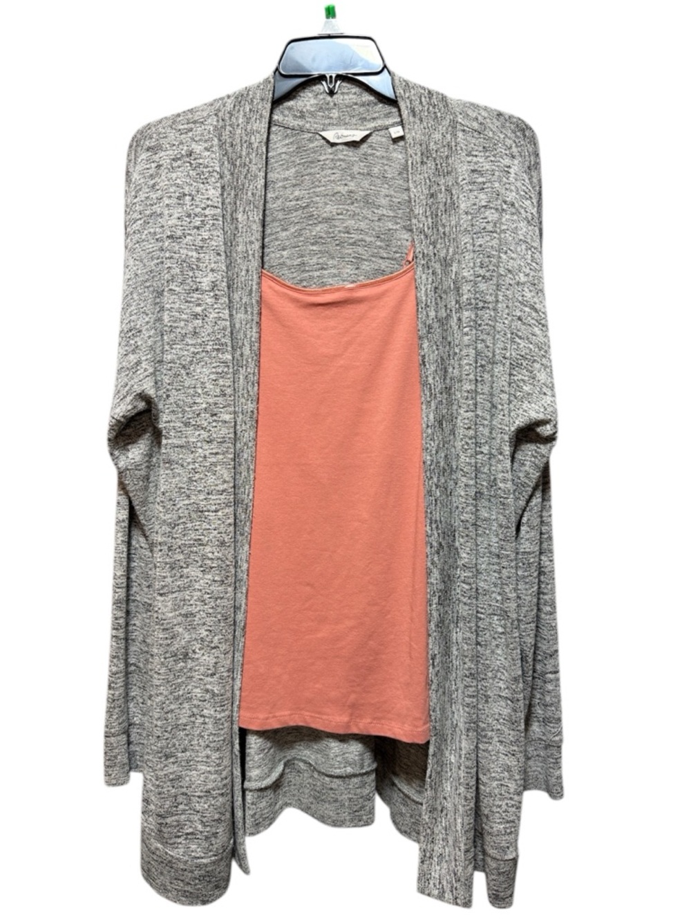 Open Cardigan with Coral Tank Top adjustable straps.
